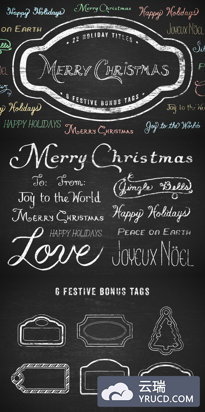 复古标签图形 Vector Holiday Titles Volume 1