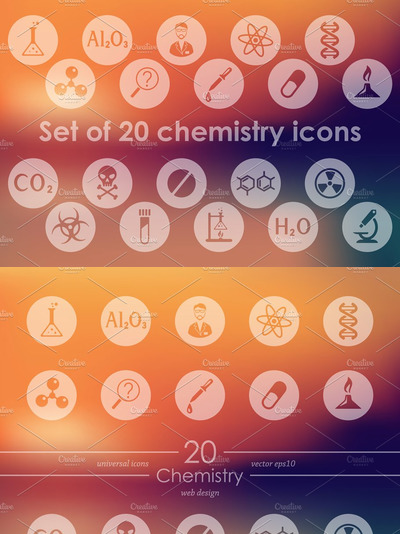 化学图标素材 Set of chemistry icons