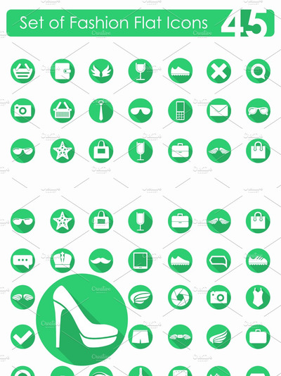 时尚元素图标素材 45 fashion flat icons