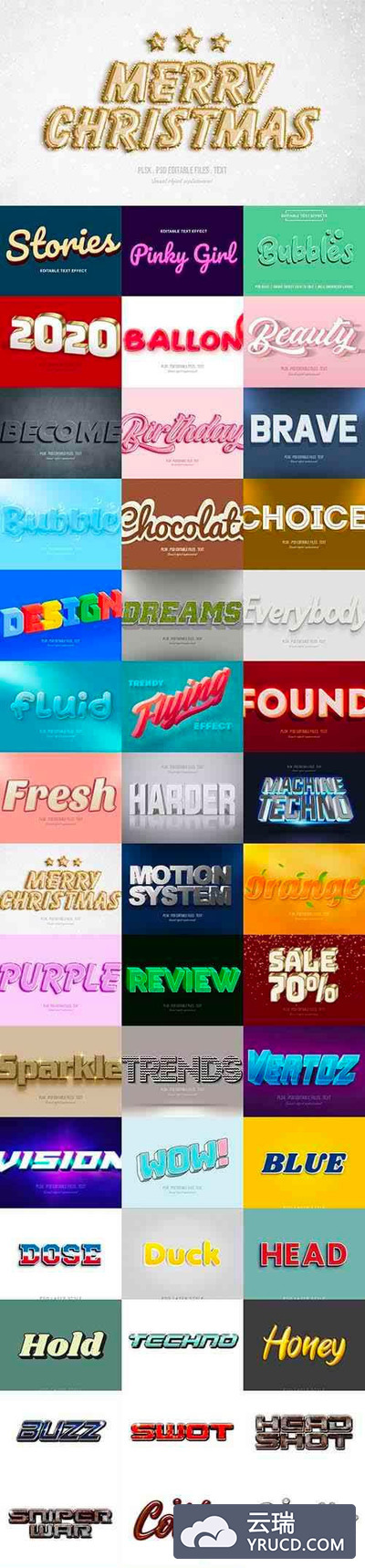 圣诞节广告特效字体图层样式下载[PSD]