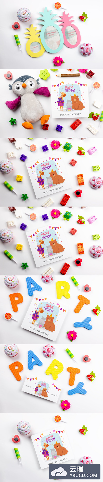 生日派对设计样机素材下载[PSD]