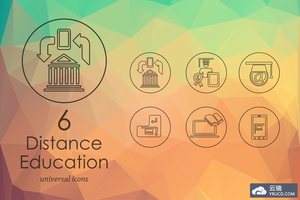 测距图标素材 6 distance learning icons