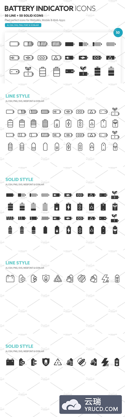电池指示器图标素材 Battery Indicator Icons
