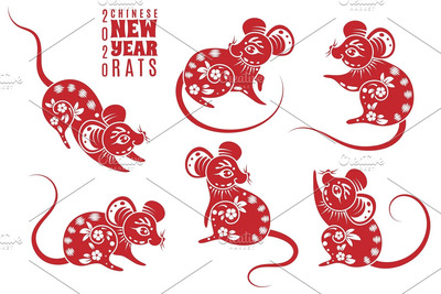 2020年新年鼠年各种姿势老鼠矢量插画素材下载[EPS]