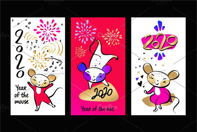 2020鼠年新年矢量插画素材下载[EPS]