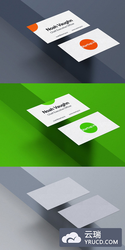 正视正反面的商业名片设计展示样机[PSD]