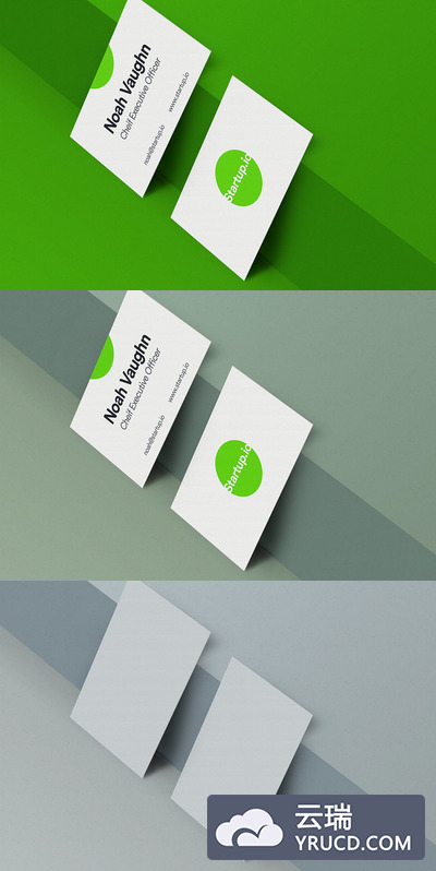 倾斜正反面的商业名片设计展示样机[PSD]