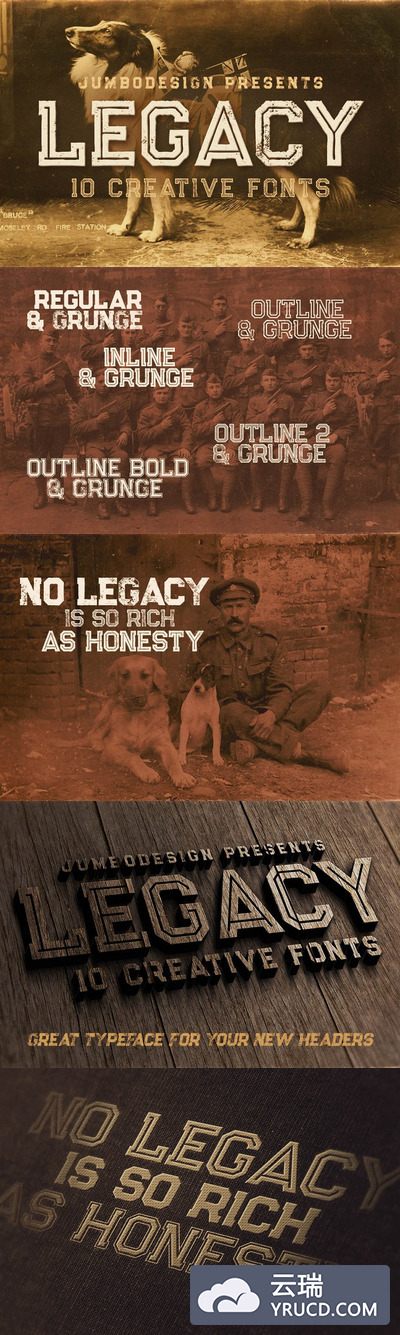 经典设计字体 Legacy - 10 Vintage Style Fonts