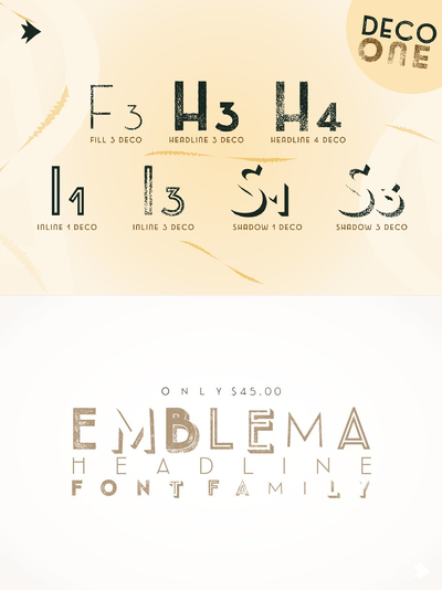 手绘炭笔字体 Emblema Headline 1DECO