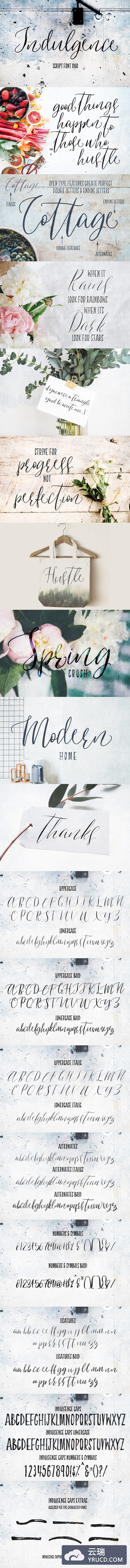 手绘脚本字体 Indulgence Script Font Duo