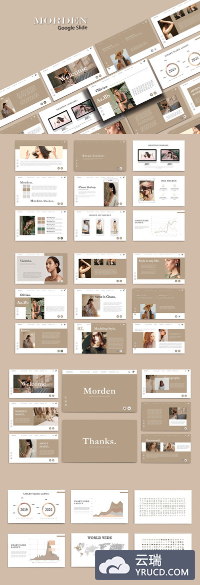 优雅时尚高端多用途的高品质Google Slides谷歌幻灯片设计模板（pptx）