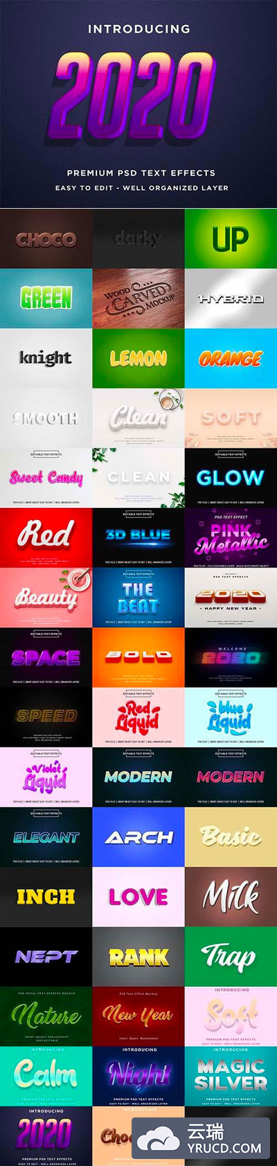 2020新年庆祝字体图层样式下载[PSD]