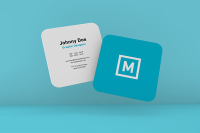 圆角方形名片浮动样机[PSD]