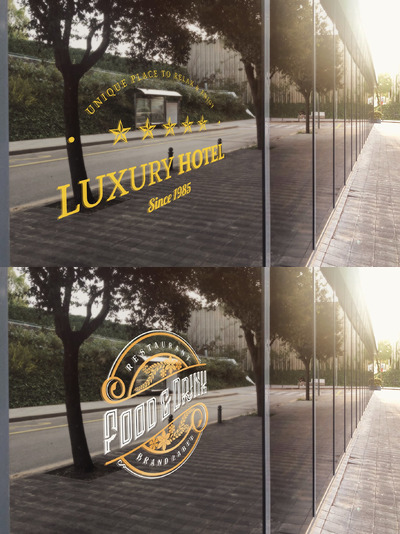 门窗logo设计样机下载[PSD]