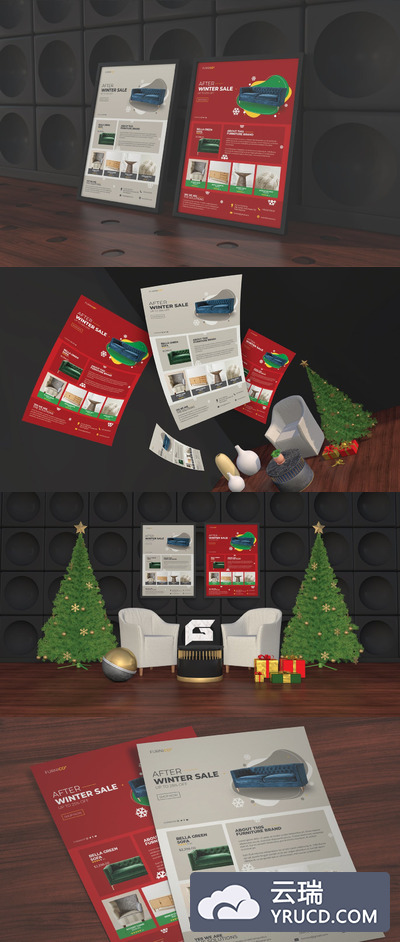 时尚高端多用途的高品质家具家俱海报宣传单DM设计模板