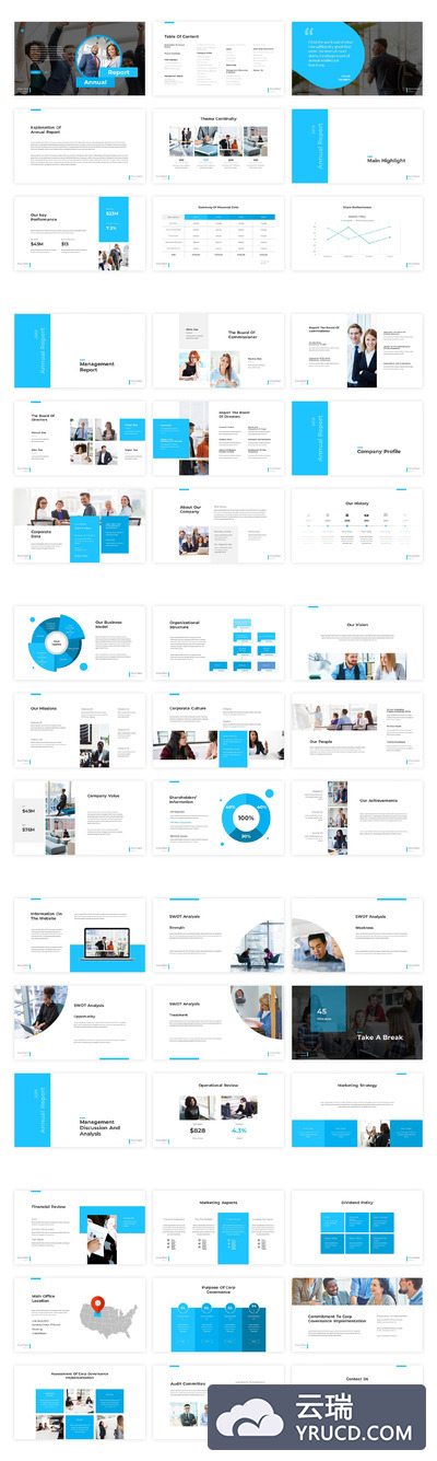 优雅的年度工作汇报PPT模板下载[PPTX]