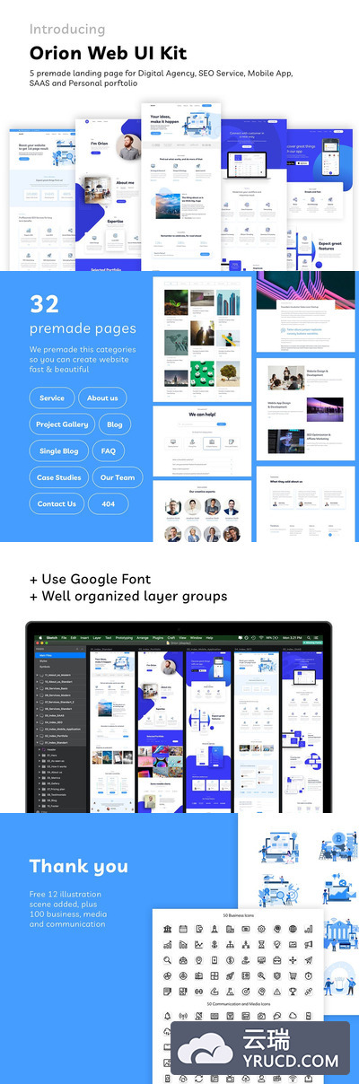 多功能网页设计模板下载[Sketch,fig,XD]