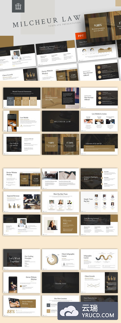 专业的高品质轻奢质感的powerpoint幻灯片演示模板（pptx）