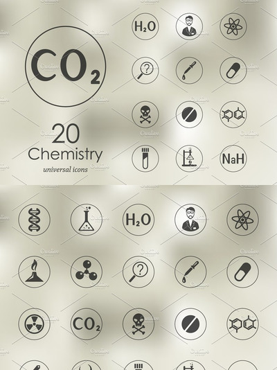 化学元素图标素材 Set of chemistry icons