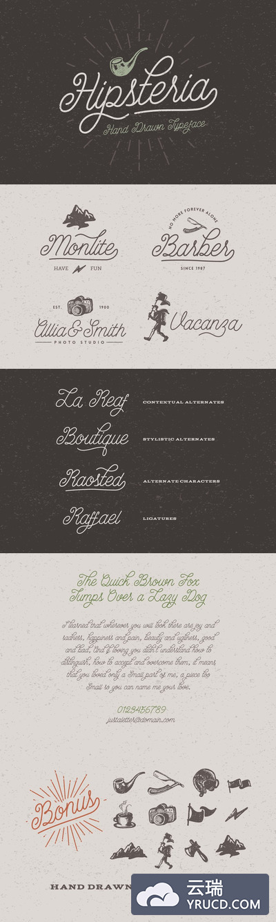 手绘脚本字体 Hipsteria Script + Bonus