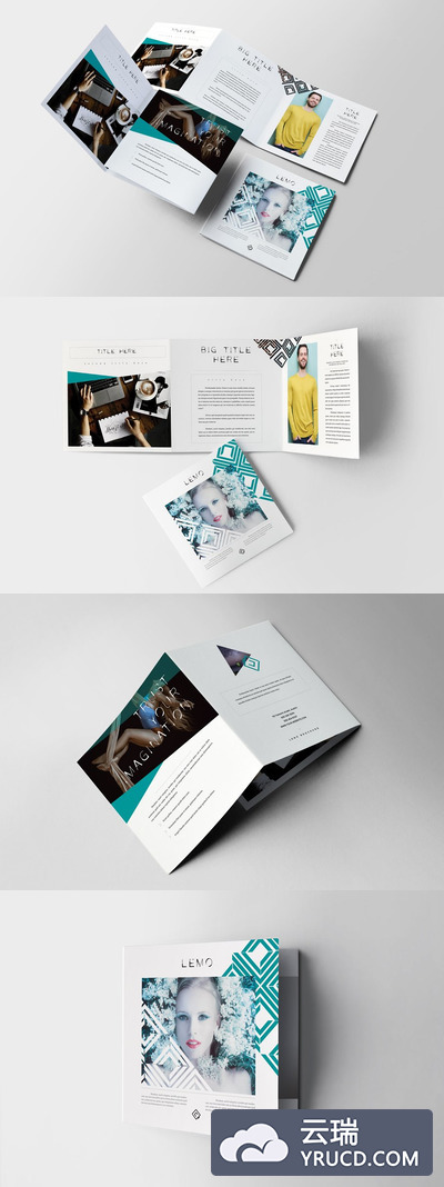 方形折页画册设计模板 Lemo Square Trifold Brochure