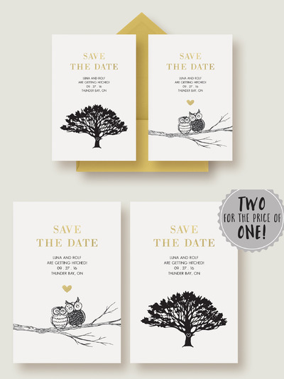 邀请函卡片模板 A Pair of Chic Save the Dates