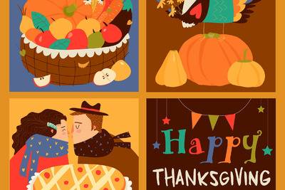 矢量的感恩节火鸡插画素材下载[EPS]