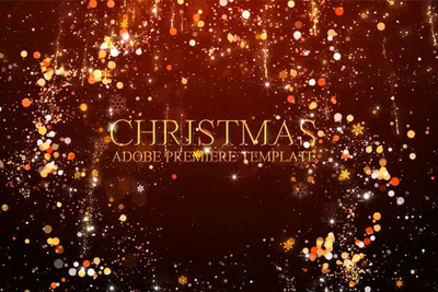 闪亮粒子特效圣诞节日问候/开场视频PR模板