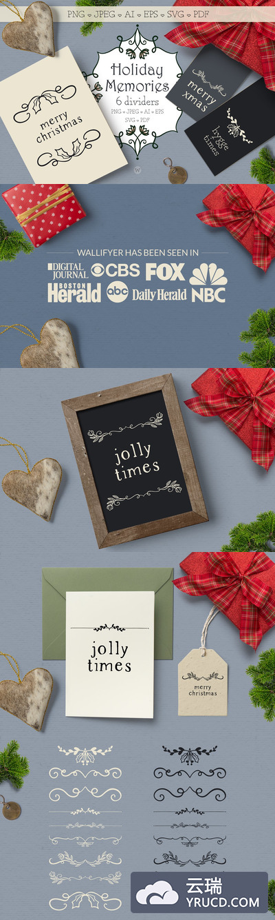圣诞节剪贴画&分隔线素材合集