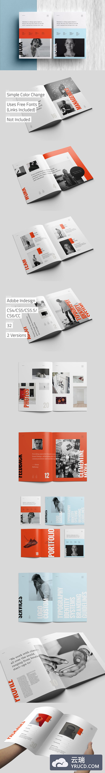 时尚高端简约多用途的高品质北欧风格画册宣传册杂志房地产楼书设计模板