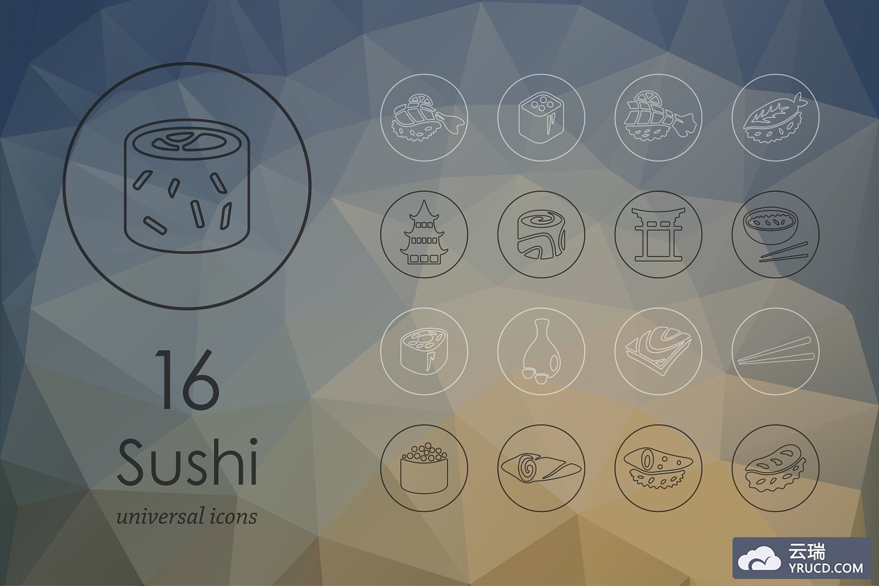 寿司图标素材 Sushi line icons