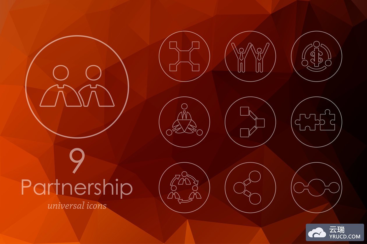 合作伙伴图标素材 9 Partnership line icons