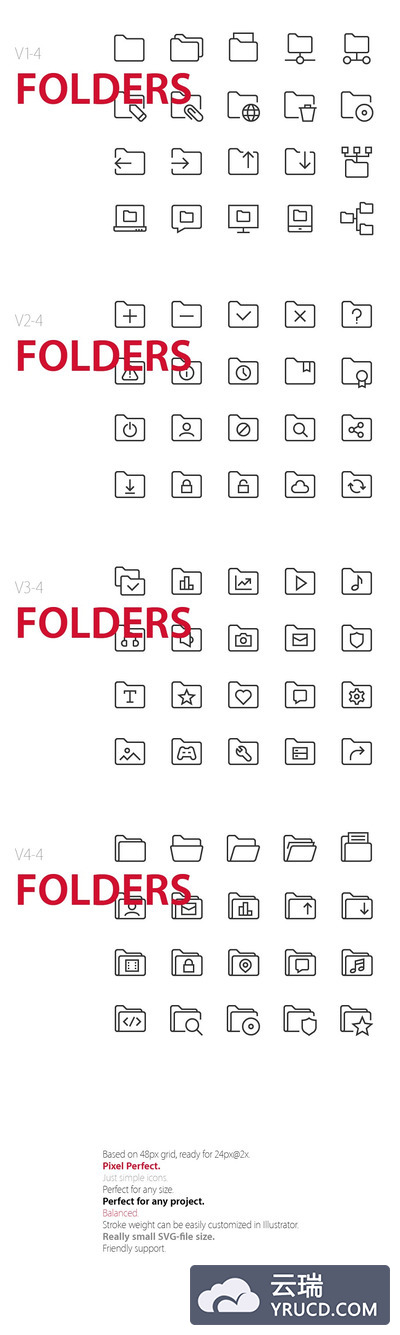 文件夹图标素材 80 Folders UI icons