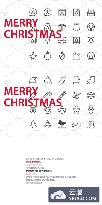 圣诞图标素材 40 Merry Christmas UI icons