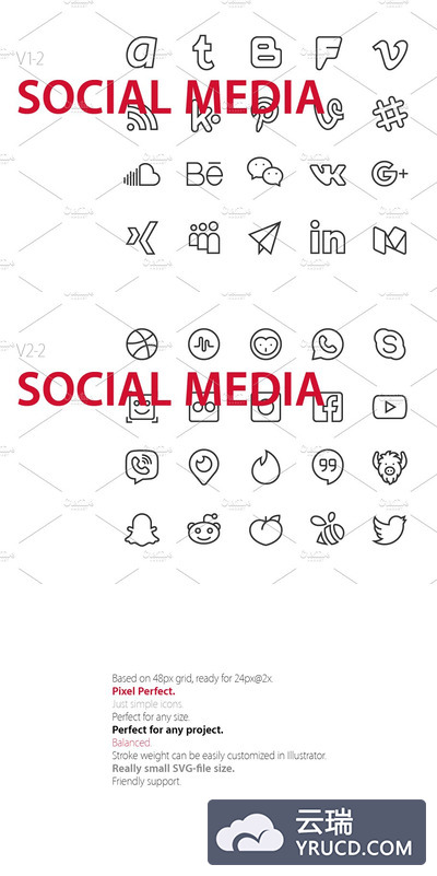 社交媒体图标素材 40 Social media UI icons