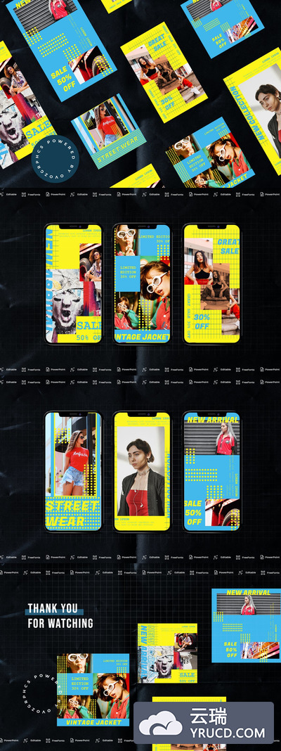 色彩明快的微信等社交媒体传播专用手机版PPT模板下载 [PPTX]