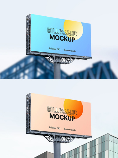 高速公路路牌广告牌设计样机模板[PSD]