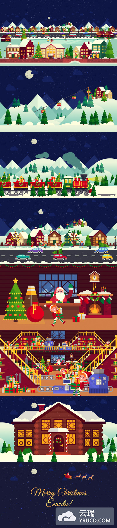 卡通动画圣诞节日问候/开场视频ae素材