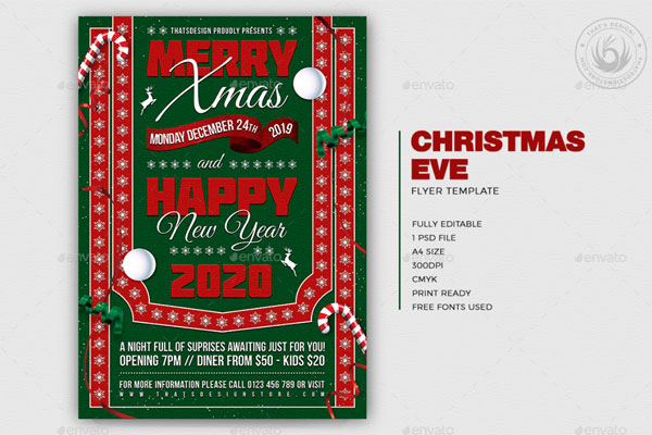 圣诞平安夜活动邀请海报传单模板