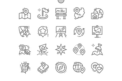 地图地址线性图标素材 Location Line Icons