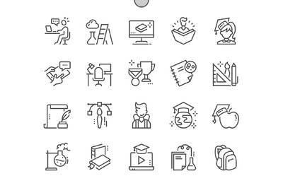 教育细线图标 Education Line Icons