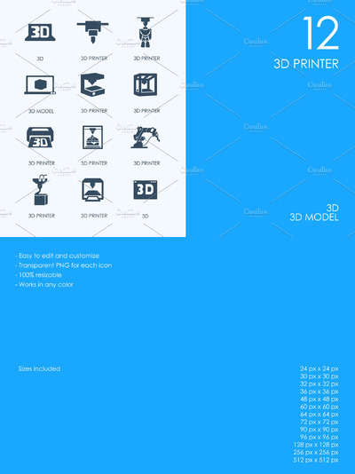 3D打印图标素材 3d printer icons
