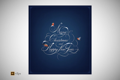 圣诞节新年卡片模板 Christmas & New Year Card Lettering.