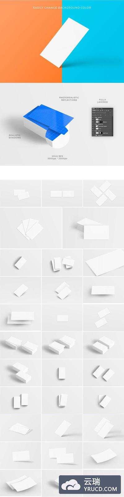 干净的高端名片设计展示样机下载[PSD]