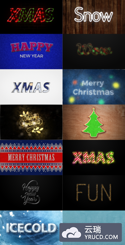 15个圣诞节标题样式幻灯片视频ae模板