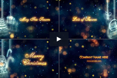 冬季圣诞闪光粒子标题演示视频PR模板