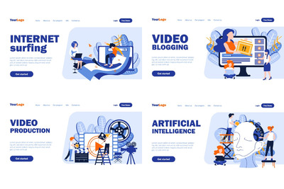 时尚高端扁平化风格的网站着陆页详情页banner海报插画设计模板-2