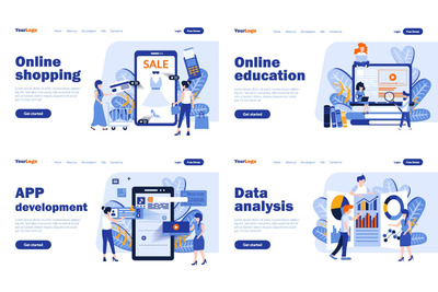 时尚高端扁平化风格的网站着陆页详情页banner海报插画设计模板-3