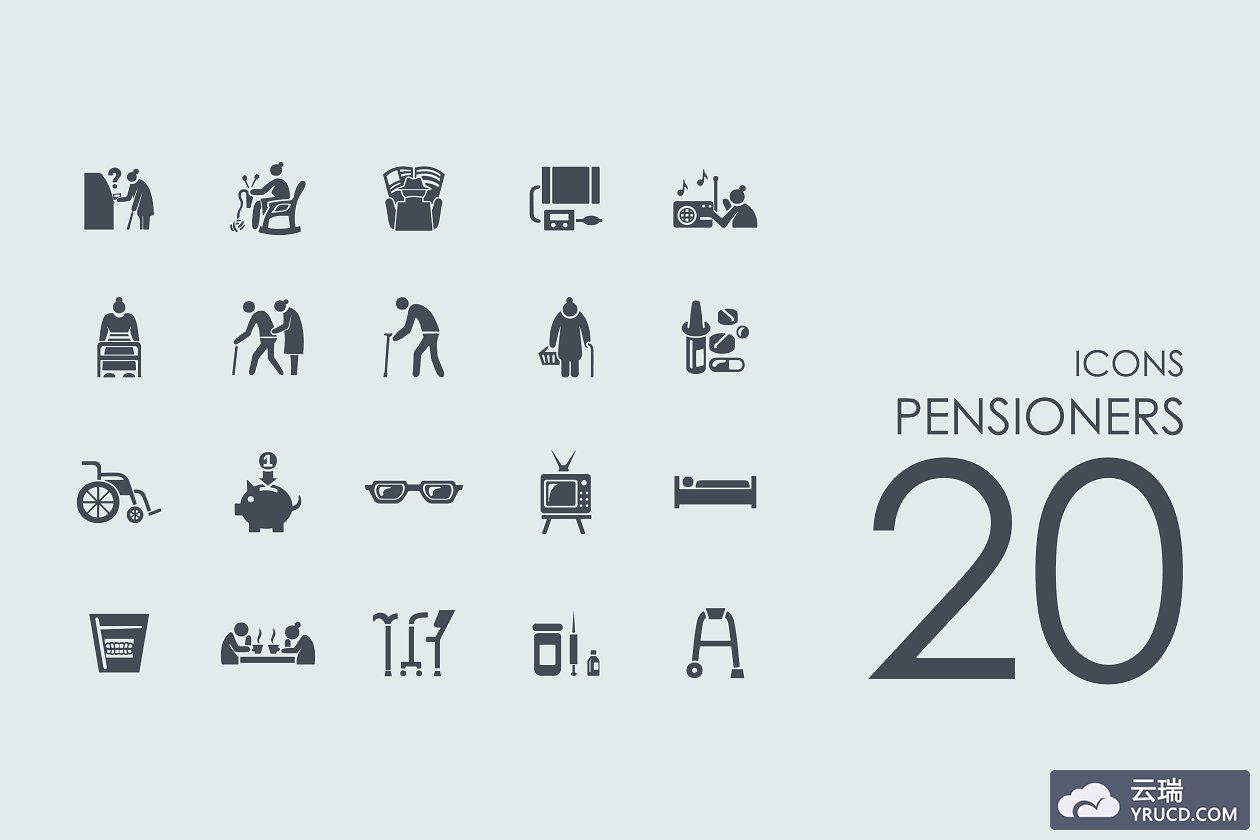 养老金领取者的图标 20 Pensioners icons