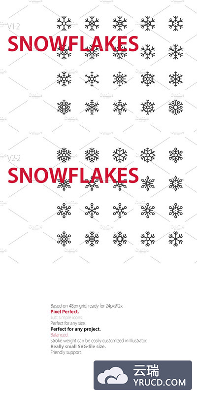 雪花图标素材 40  Snowflakes UI icons